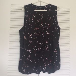 Sheer Ruffle-front Sleeveless Blouse